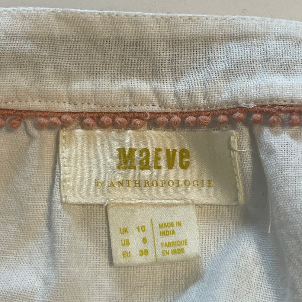 Anthropologie White Blouse with Navy and Pink Floral Embroidery - Picture 5 of 9